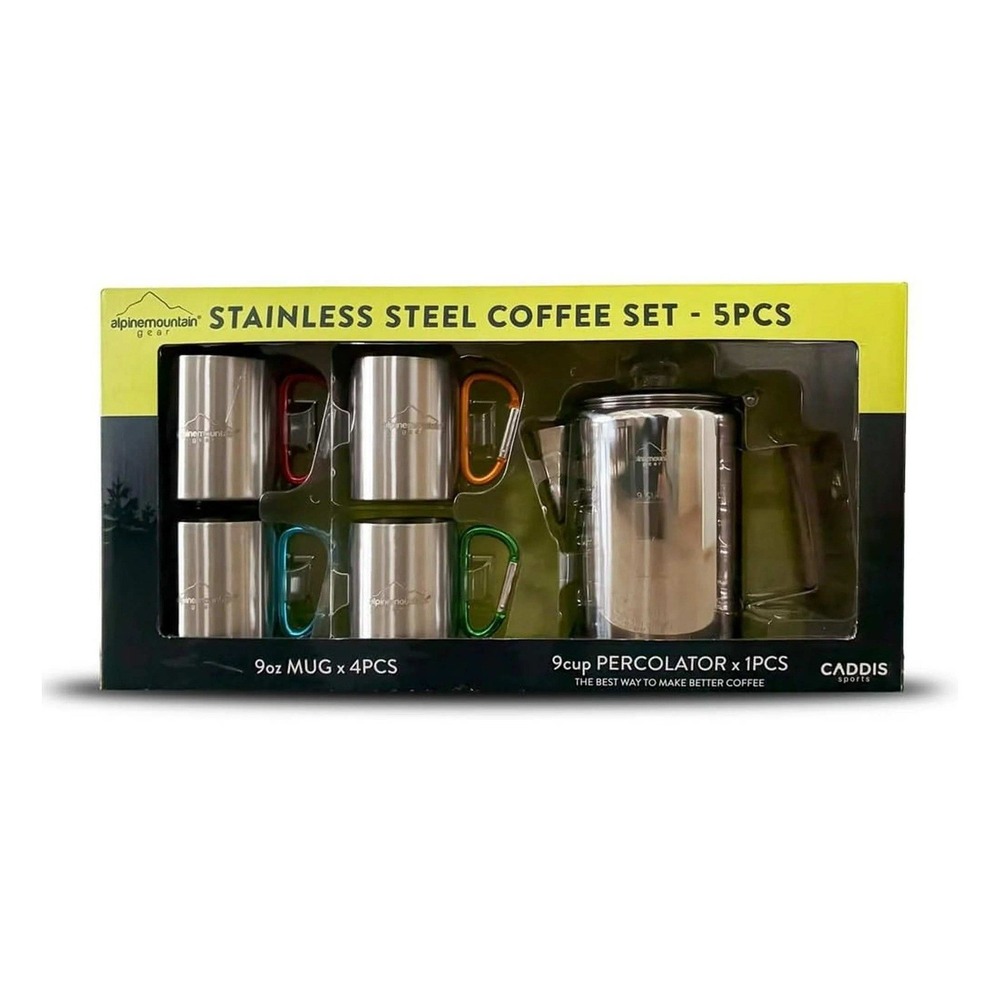 Alpine Mountain Gear 5-piece Stainless Steel Coffee Set New In Packaging!